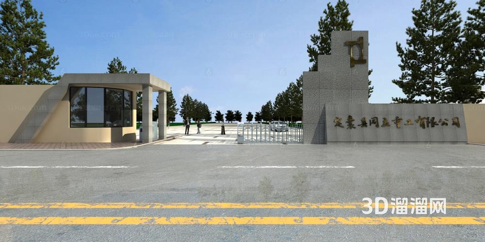 现代工厂大门3D模型设计 构建工业景观的新标杆